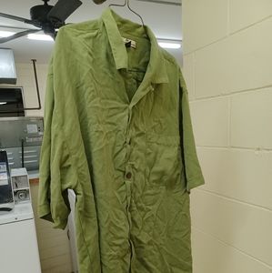 Tommy Bahama men's silk 100% dress shirt olive green color